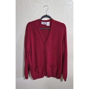 Tabi International Red Sweater Vintage Button Down Cotton Women's XL